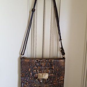 Brahmin brown-copper croc embossed bag